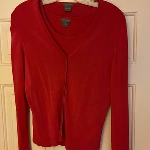 Ann Taylor Two-Piece Pink Cardigan Sweater with Shell Size Medium